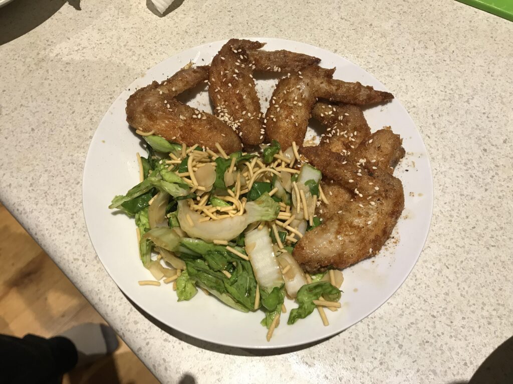 tebasaki and salad