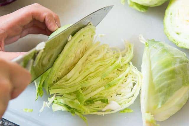 thin slices of cabbage