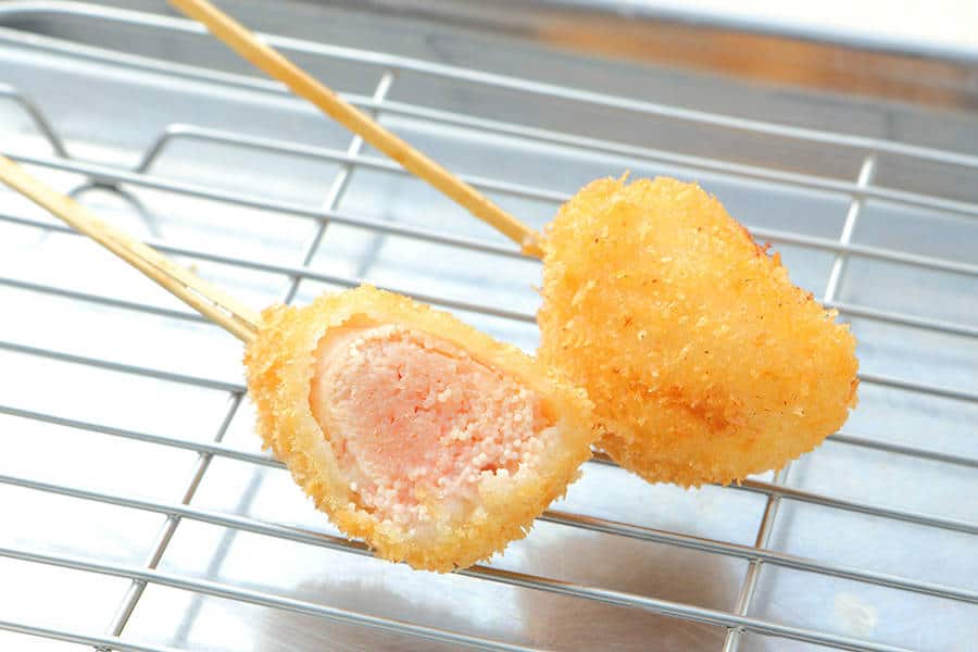 deep-fried meat skewers