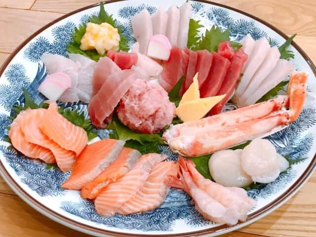 various sashimi seafood