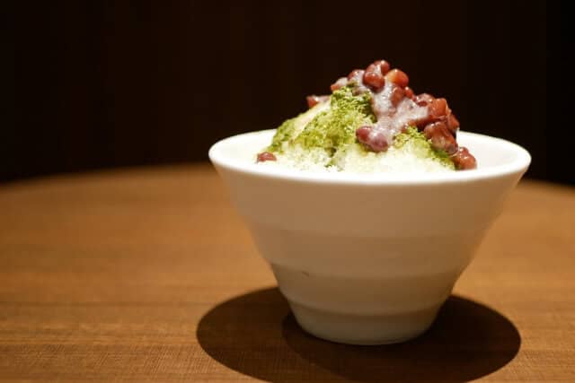 Uji Kintoki on a white ceramic bowl