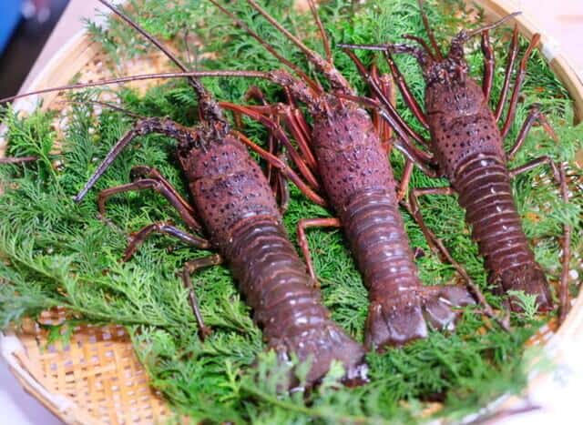 Ise ebi with some green leaves