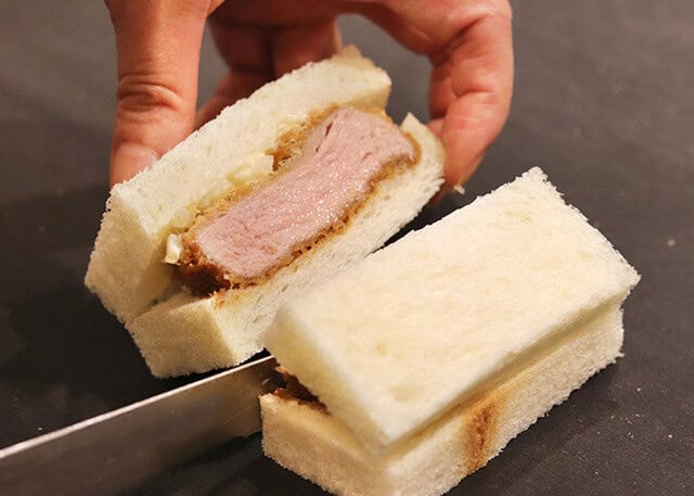 cutting Katsu Sandwich