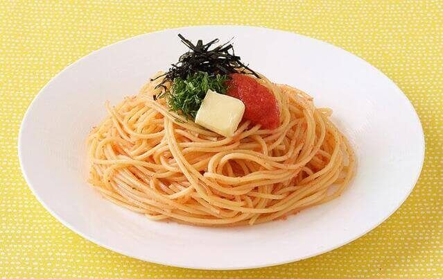 mentaiko pasta with butter on top