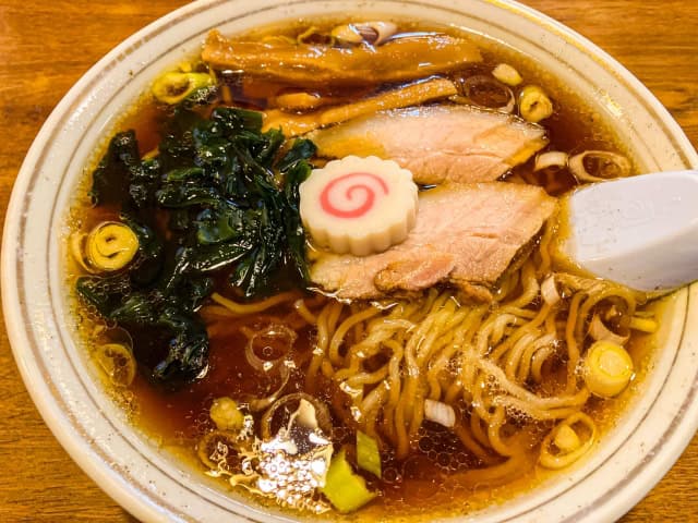 close up photo of nagaoka syoga ramen ingredients