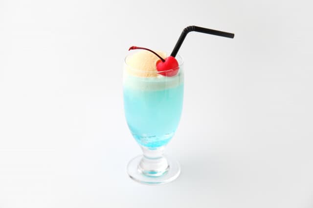 blue cream soda with white background